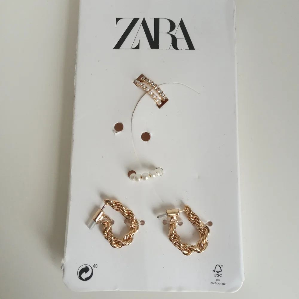 As Is Zara Gold Tone Ear Cuffs and Small Hoops Set
